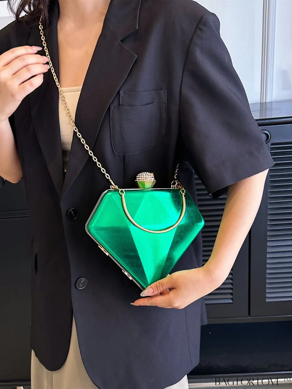 BagForLove - Chic Diamond-Shaped Patent Leather Tote Bag - Perfect for Every Occasion