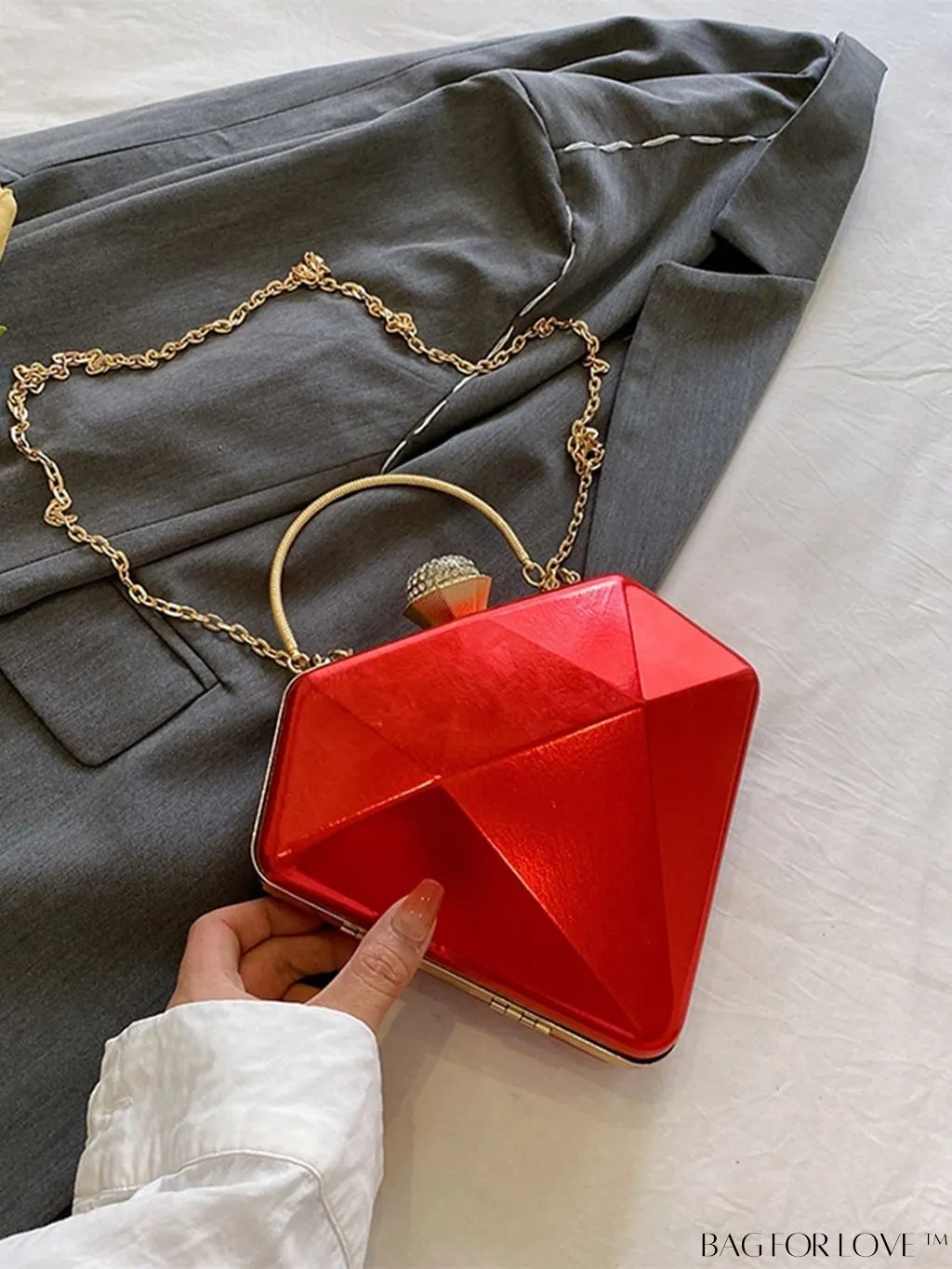 BagForLove - Chic Diamond-Shaped Patent Leather Tote Bag - Perfect for Every Occasion