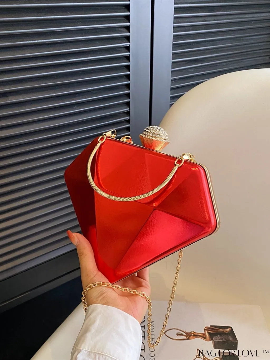 BagForLove - Chic Diamond-Shaped Patent Leather Tote Bag - Perfect for Every Occasion
