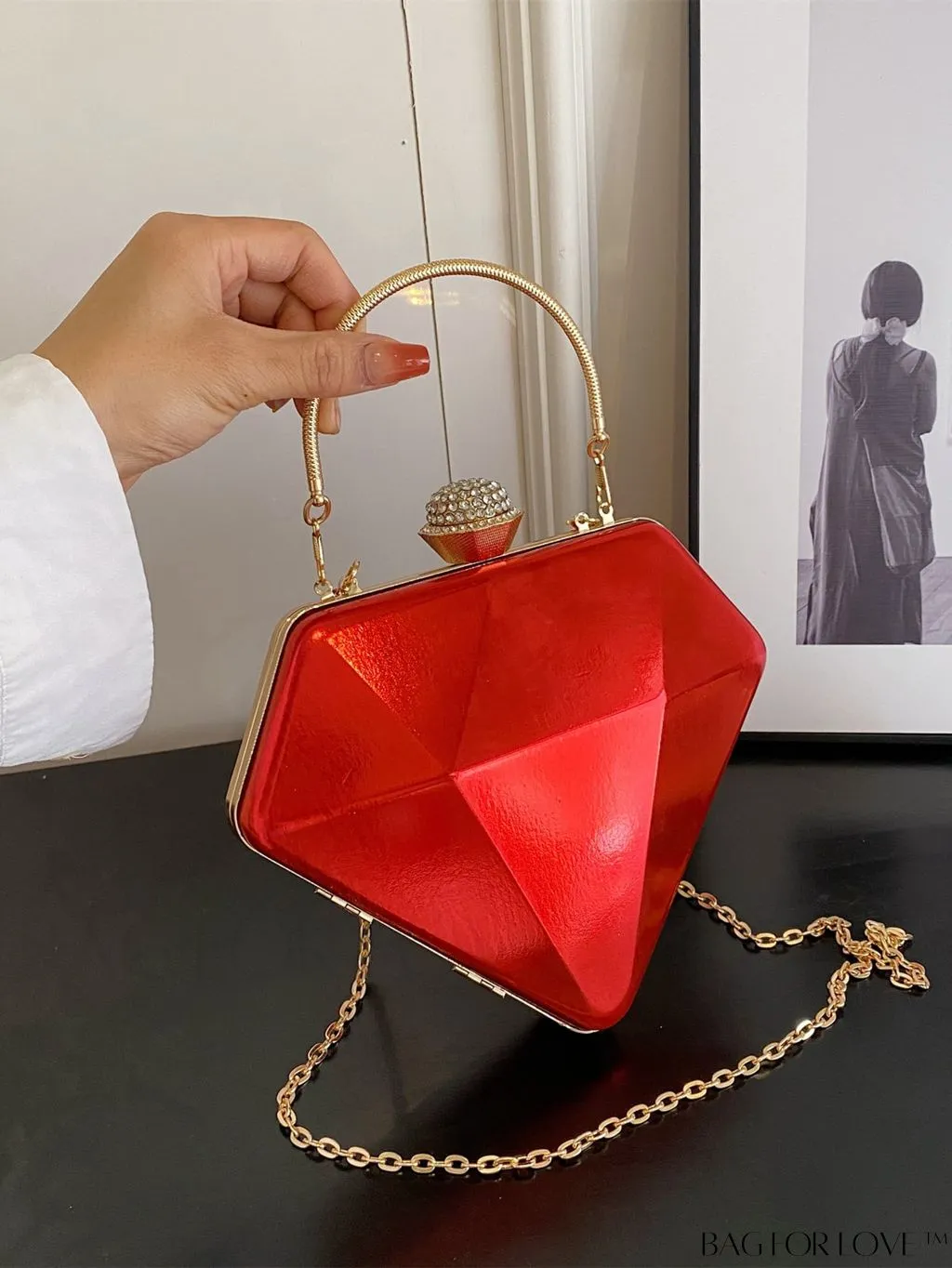 BagForLove - Chic Diamond-Shaped Patent Leather Tote Bag - Perfect for Every Occasion