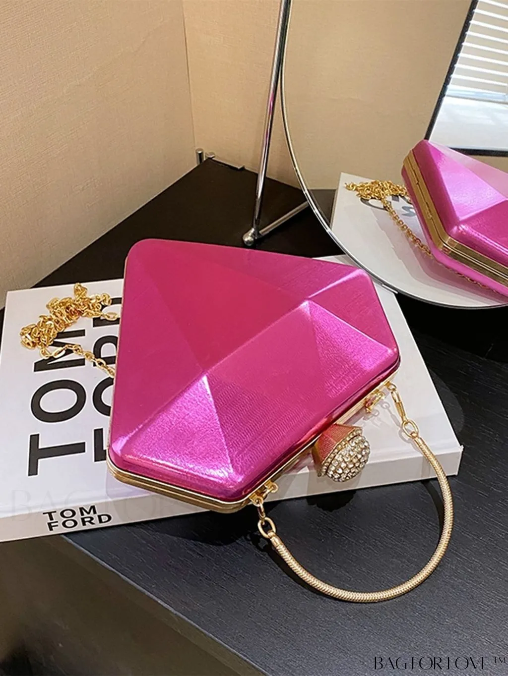 BagForLove - Chic Diamond-Shaped Patent Leather Tote Bag - Perfect for Every Occasion