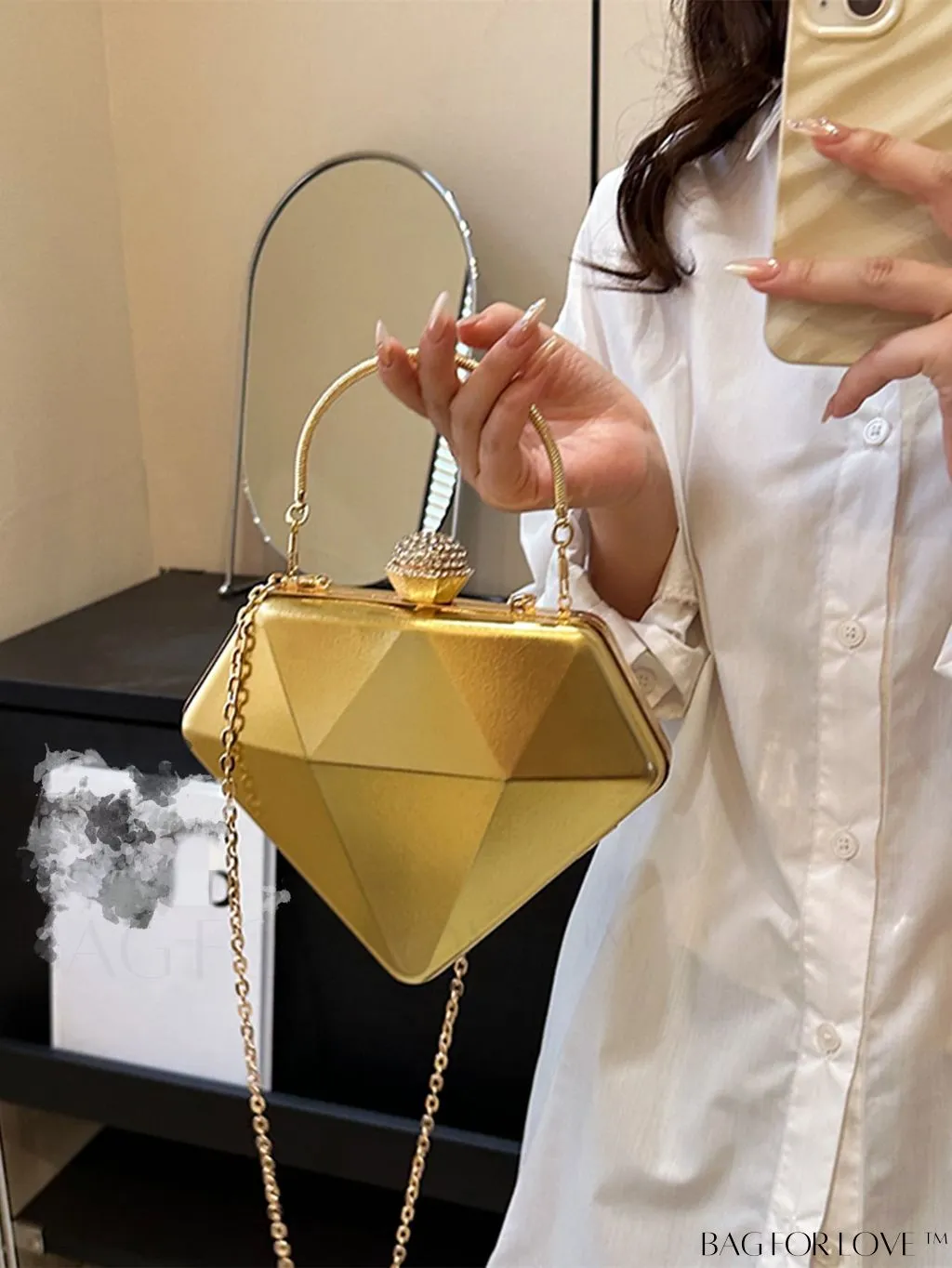 BagForLove - Chic Diamond-Shaped Patent Leather Tote Bag - Perfect for Every Occasion