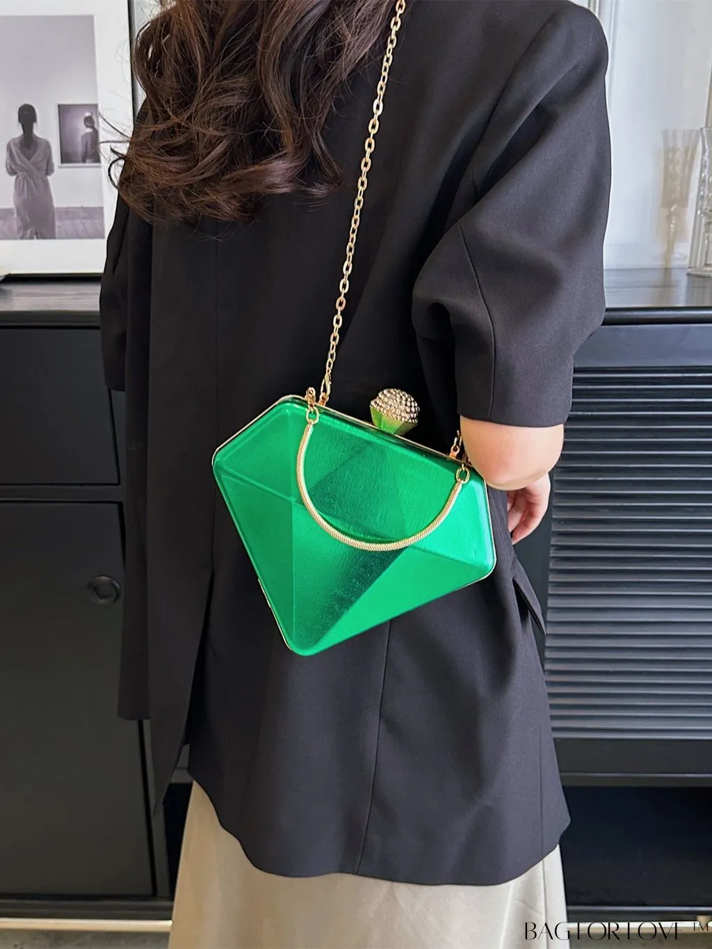 BagForLove - Chic Diamond-Shaped Patent Leather Tote Bag - Perfect for Every Occasion
