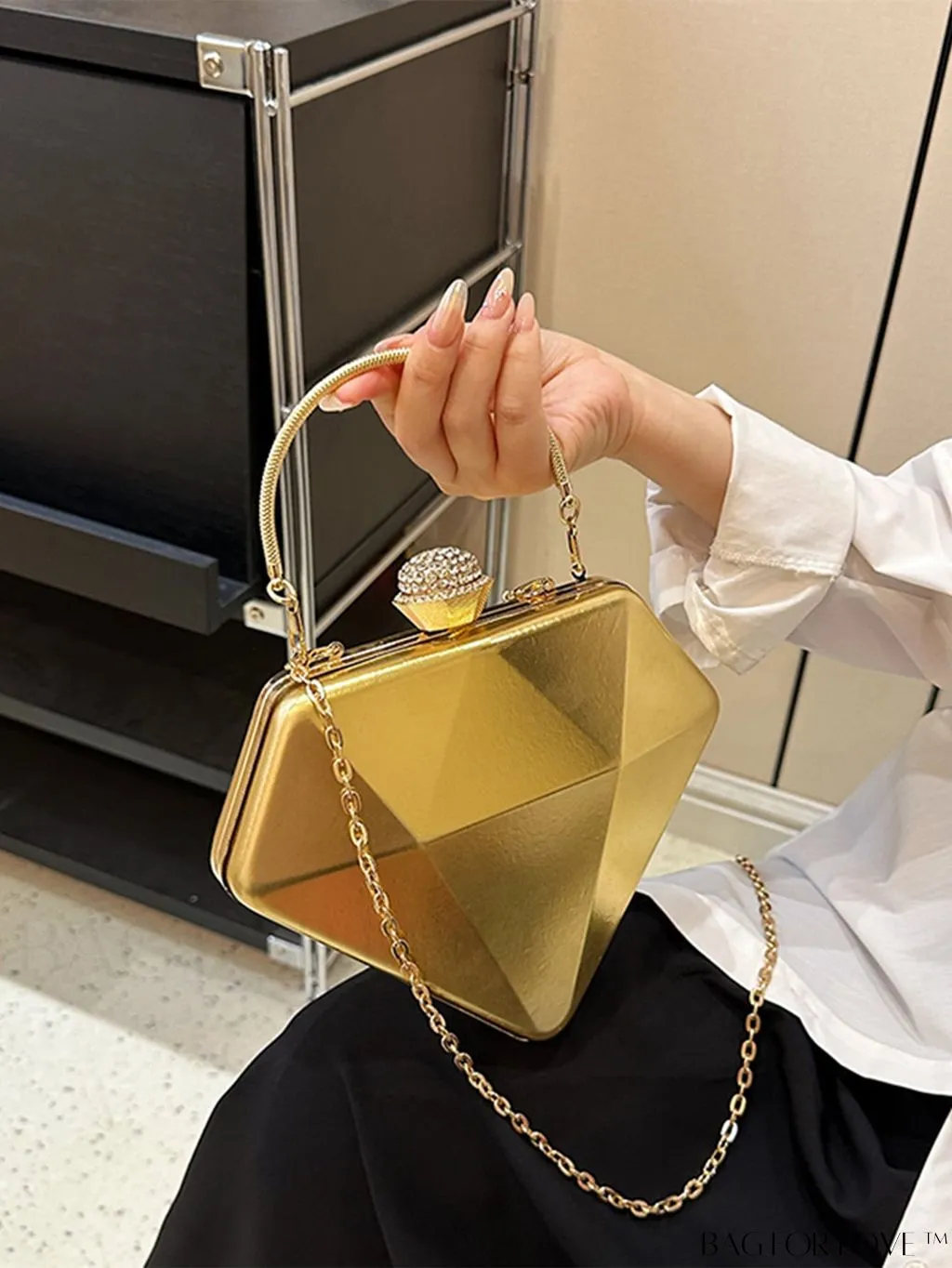 BagForLove - Chic Diamond-Shaped Patent Leather Tote Bag - Perfect for Every Occasion