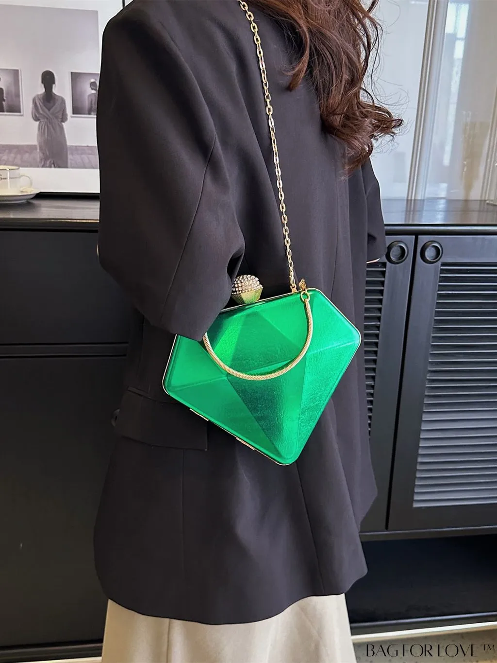 BagForLove - Chic Diamond-Shaped Patent Leather Tote Bag - Perfect for Every Occasion