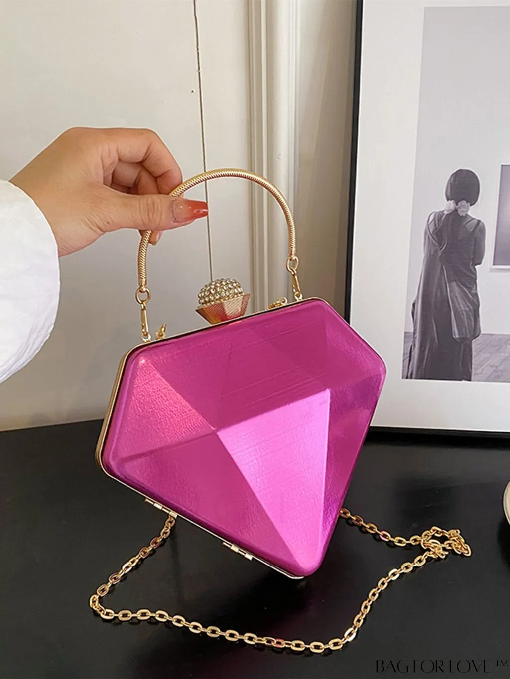 BagForLove - Chic Diamond-Shaped Patent Leather Tote Bag - Perfect for Every Occasion