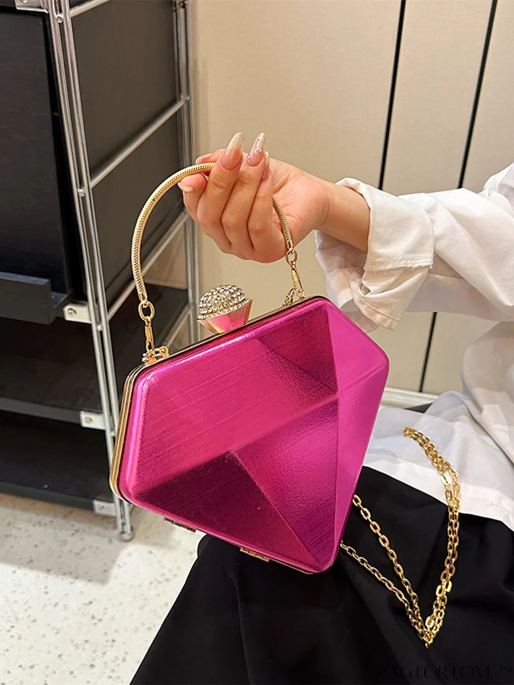 BagForLove - Chic Diamond-Shaped Patent Leather Tote Bag - Perfect for Every Occasion