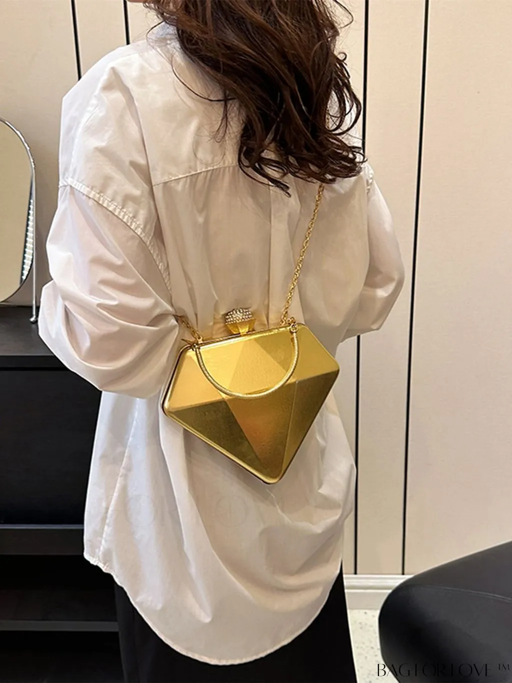 BagForLove - Chic Diamond-Shaped Patent Leather Tote Bag - Perfect for Every Occasion