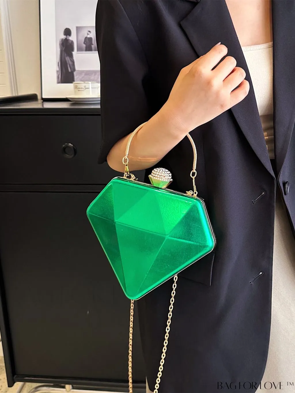 BagForLove - Chic Diamond-Shaped Patent Leather Tote Bag - Perfect for Every Occasion