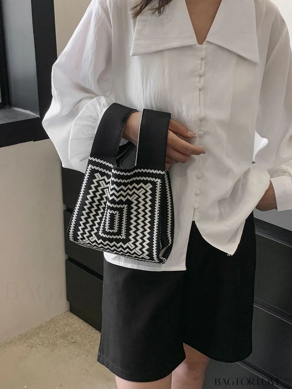 BagForLove - Chic Geometric Crochet Bag: Stylish Top Handle for Everyday Elegance