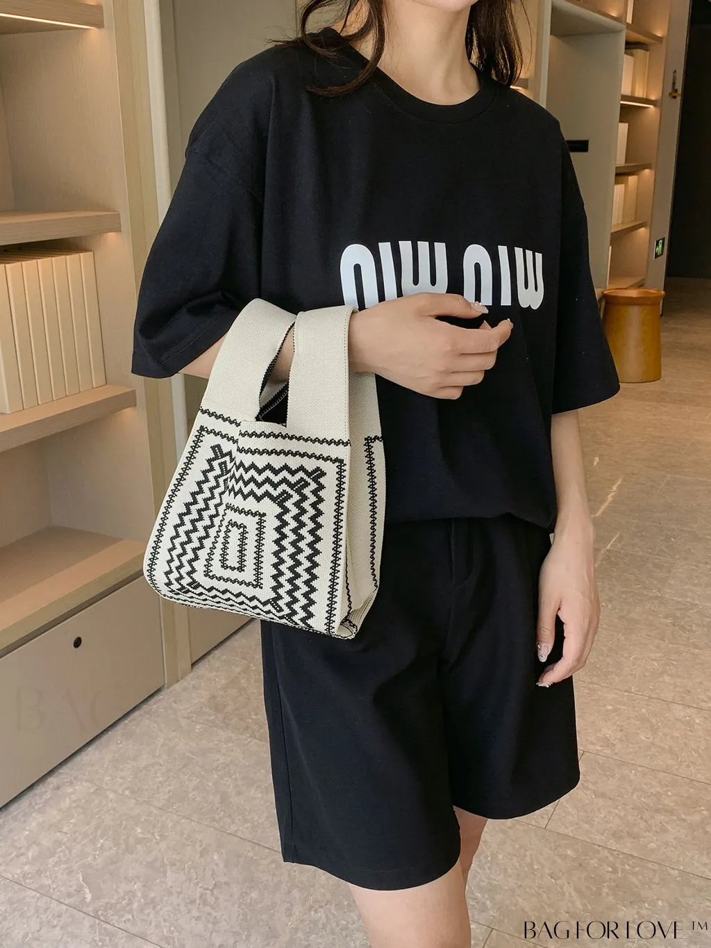 BagForLove - Chic Geometric Crochet Bag: Stylish Top Handle for Everyday Elegance