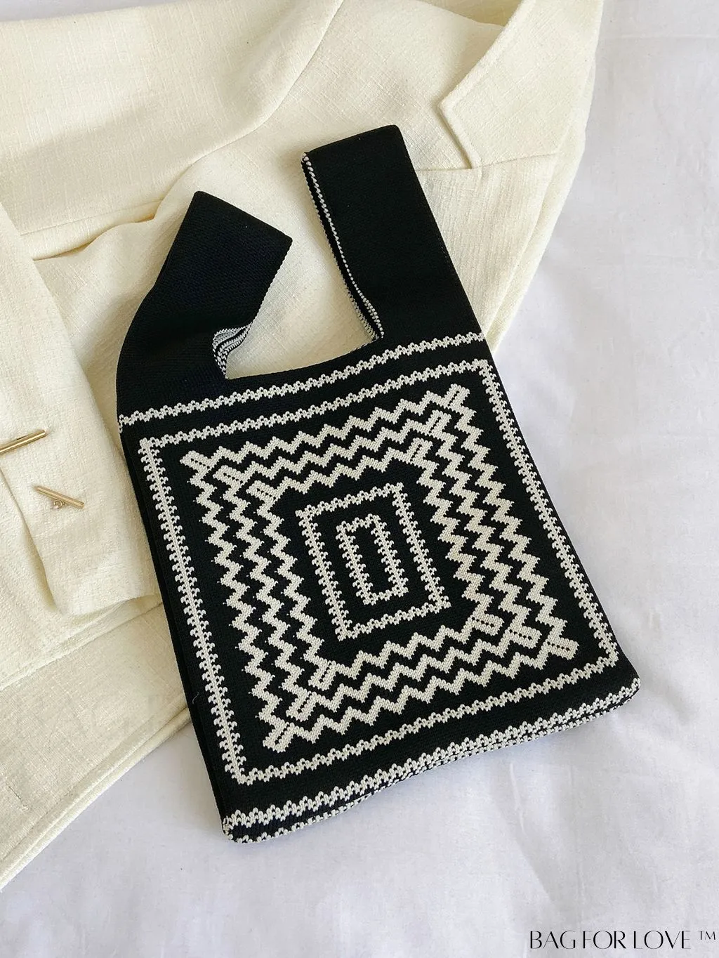 BagForLove - Chic Geometric Crochet Bag: Stylish Top Handle for Everyday Elegance