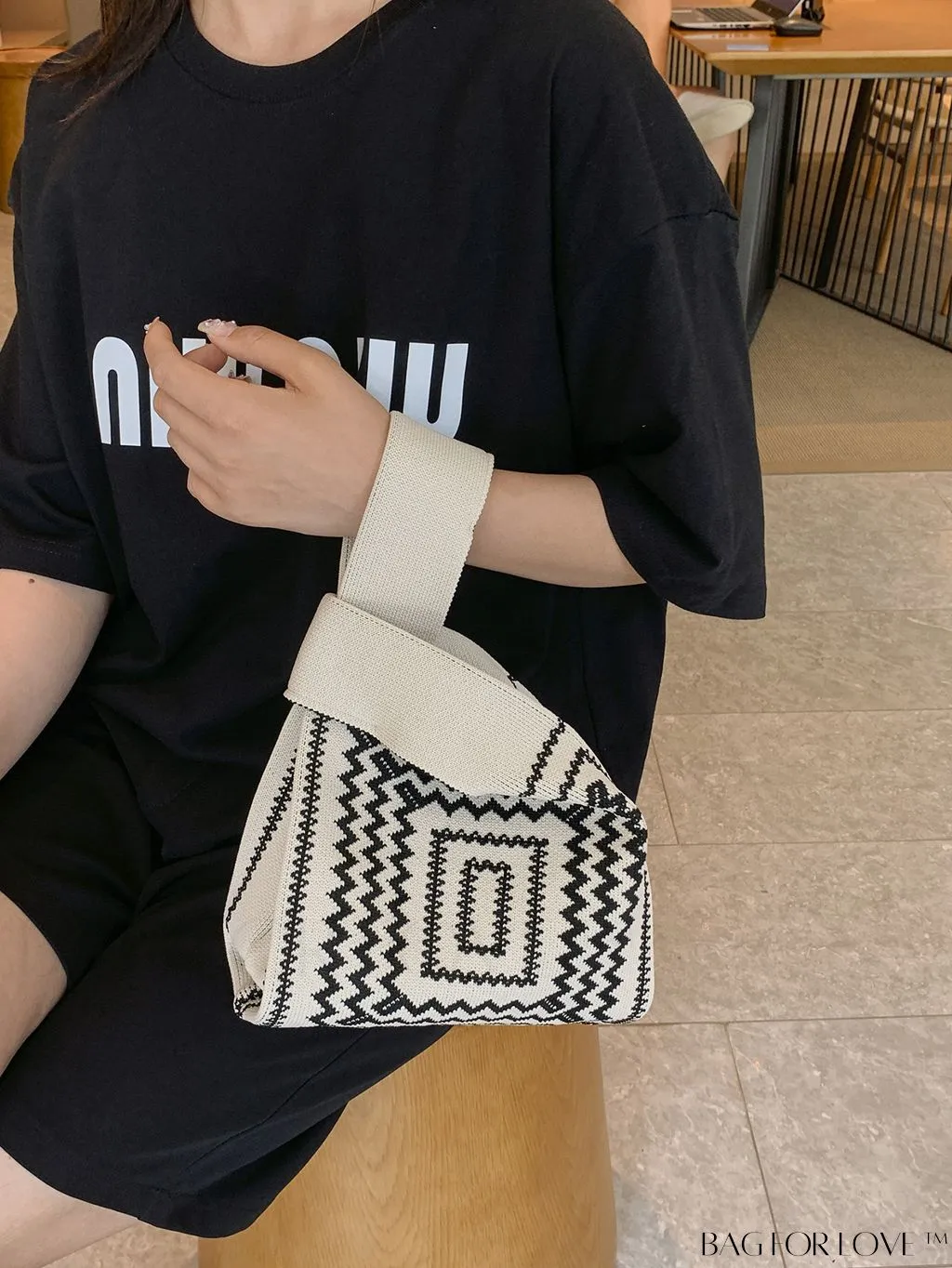 BagForLove - Chic Geometric Crochet Bag: Stylish Top Handle for Everyday Elegance
