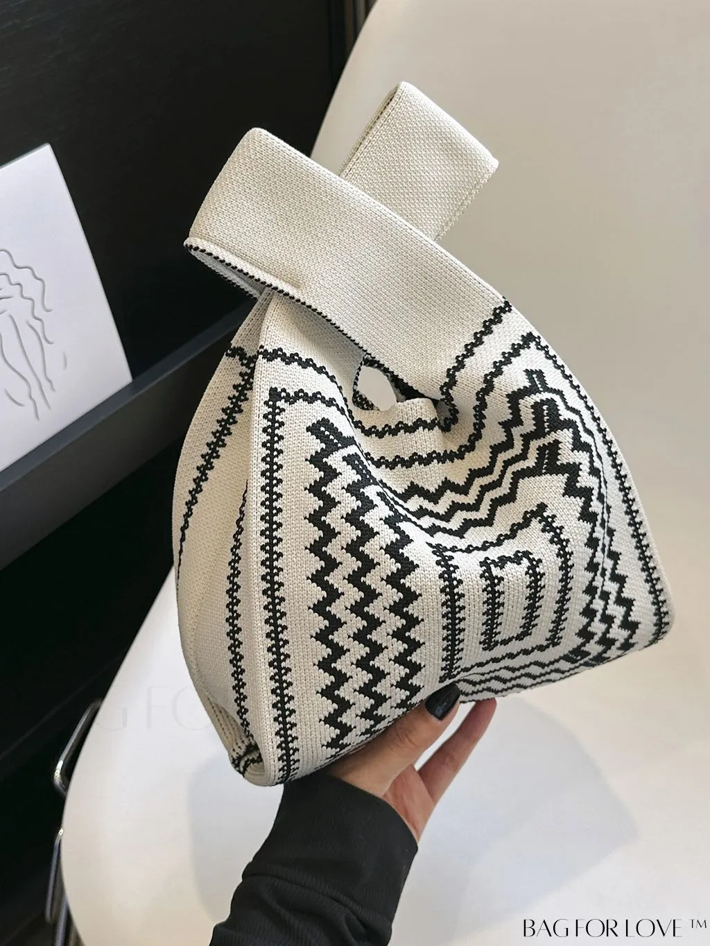 BagForLove - Chic Geometric Crochet Bag: Stylish Top Handle for Everyday Elegance