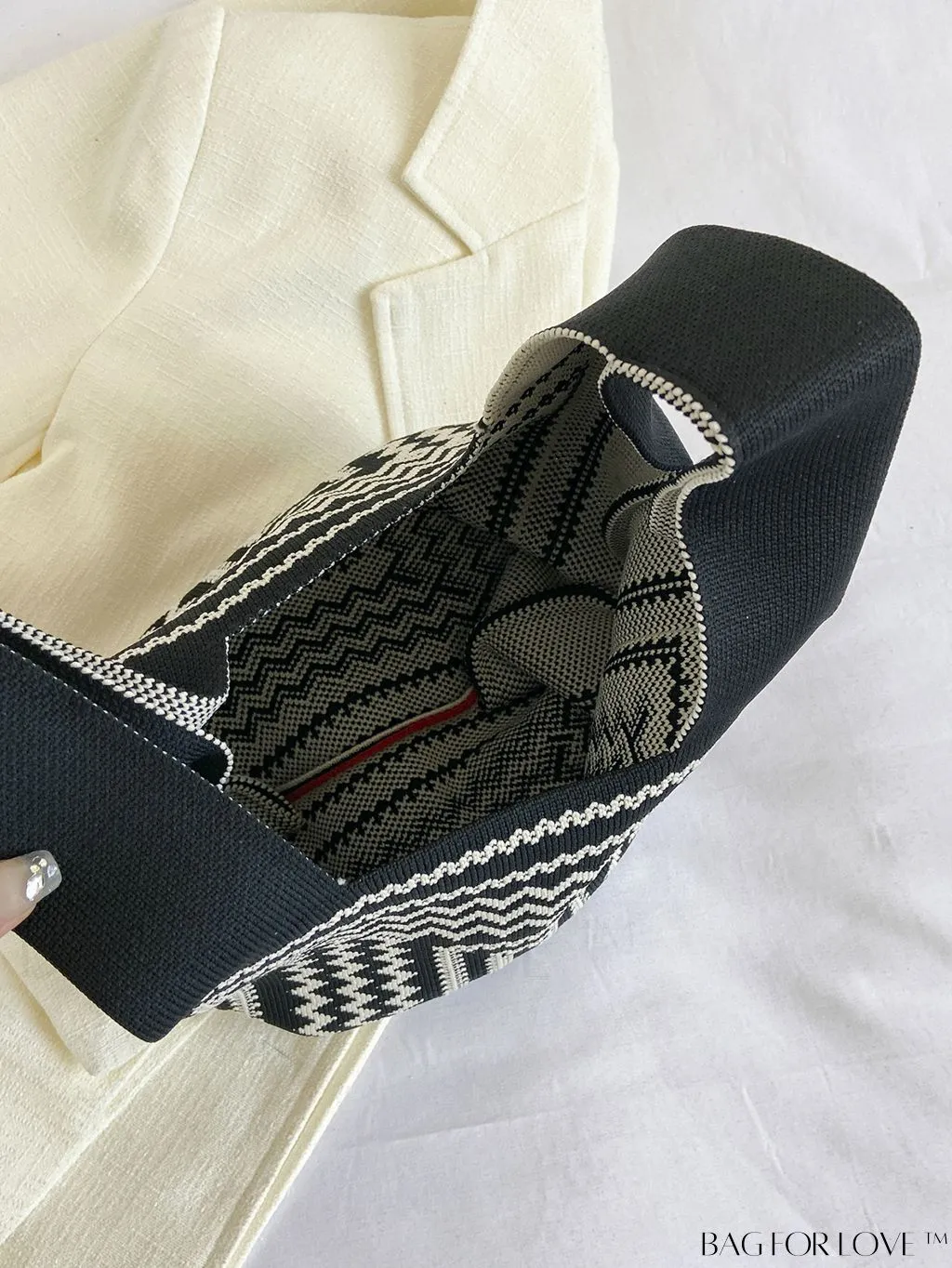 BagForLove - Chic Geometric Crochet Bag: Stylish Top Handle for Everyday Elegance