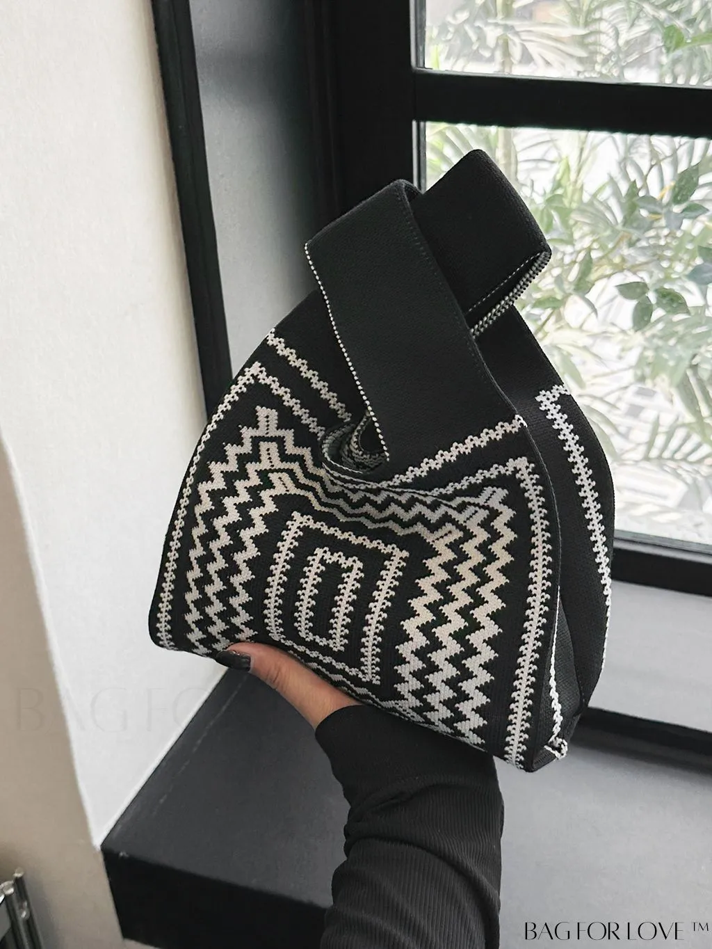BagForLove - Chic Geometric Crochet Bag: Stylish Top Handle for Everyday Elegance