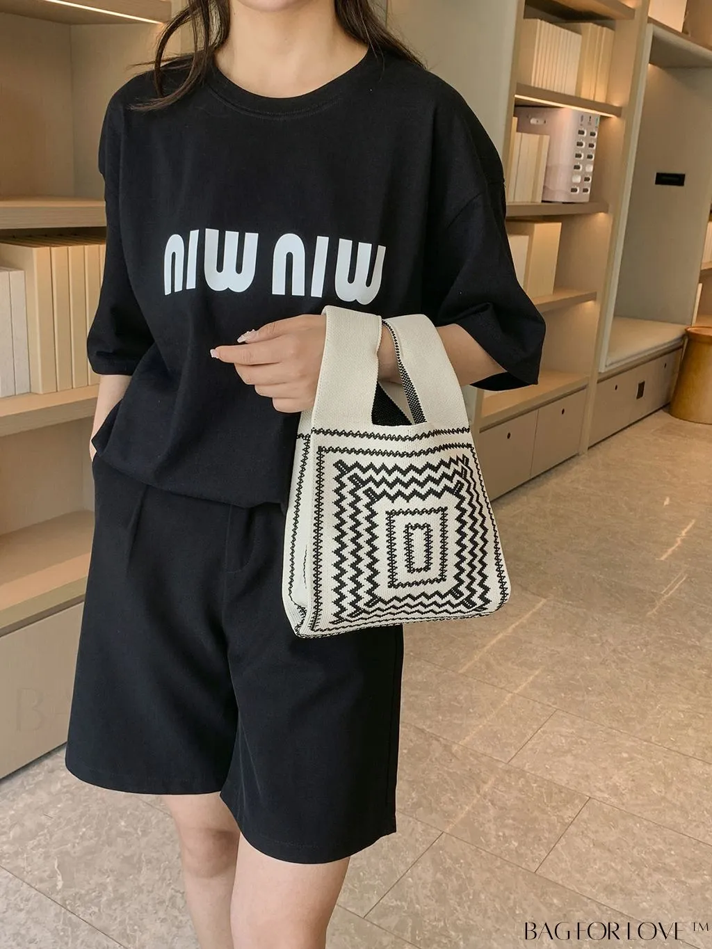 BagForLove - Chic Geometric Crochet Bag: Stylish Top Handle for Everyday Elegance