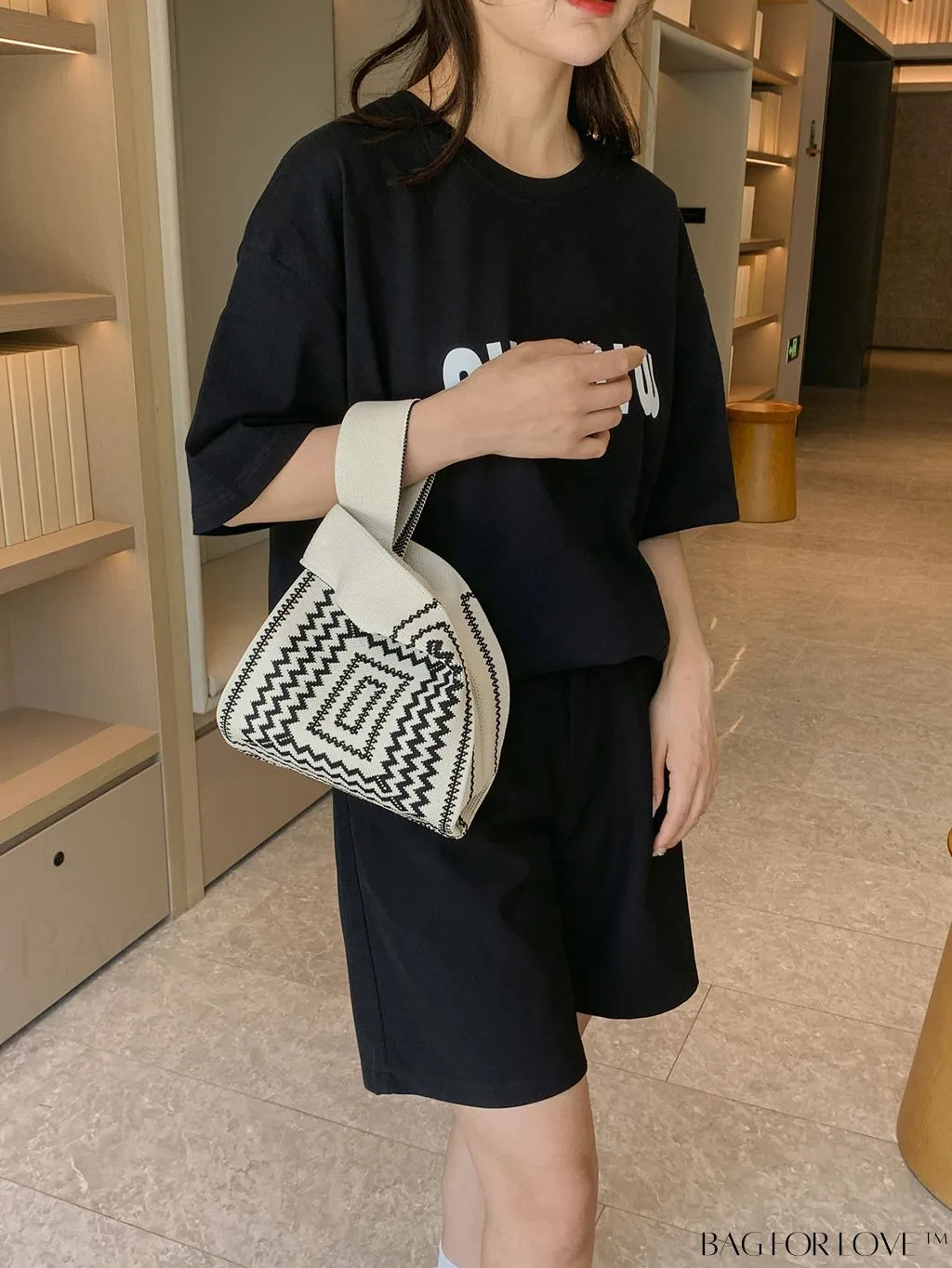 BagForLove - Chic Geometric Crochet Bag: Stylish Top Handle for Everyday Elegance