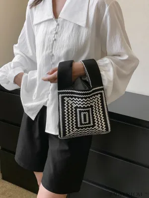 BagForLove - Chic Geometric Crochet Bag: Stylish Top Handle for Everyday Elegance