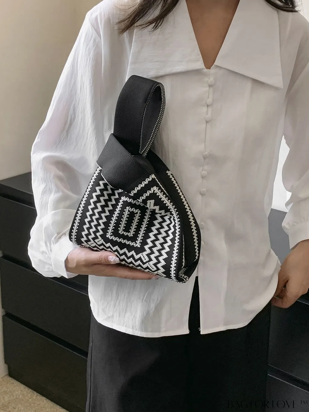 BagForLove - Chic Geometric Crochet Bag: Stylish Top Handle for Everyday Elegance