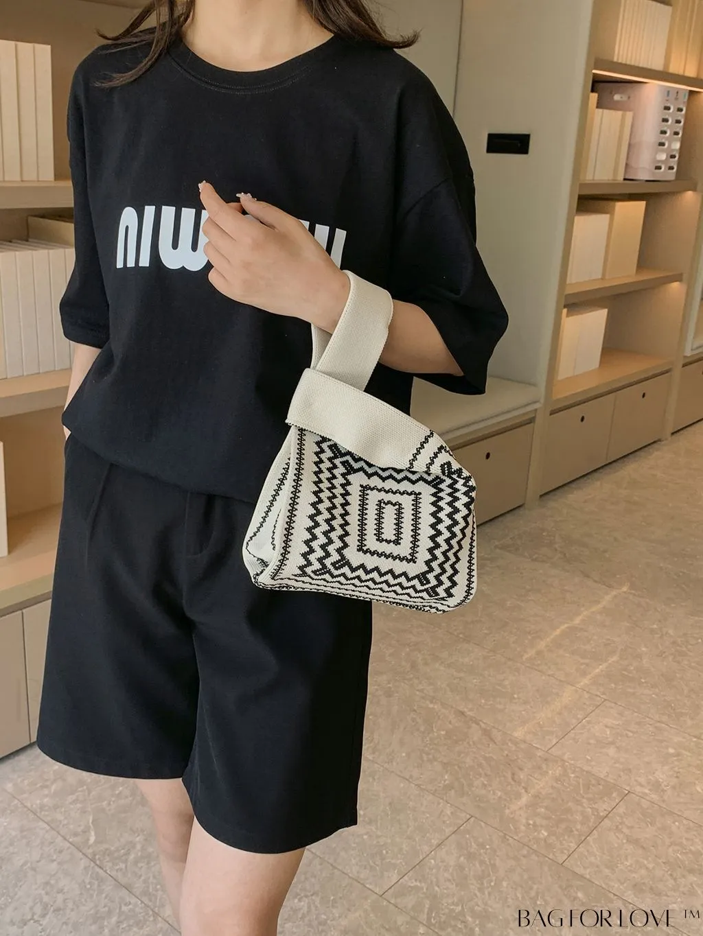 BagForLove - Chic Geometric Crochet Bag: Stylish Top Handle for Everyday Elegance