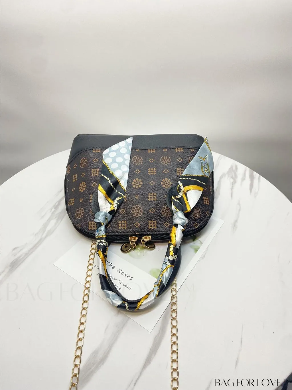 BagForLove - Chic Geometric Dome Bag with Double Handles, Chain Zipper, and Stylish PU Material