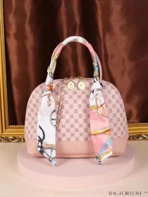 BagForLove - Chic Geometric Dome Bag with Double Handles, Chain Zipper, and Stylish PU Material