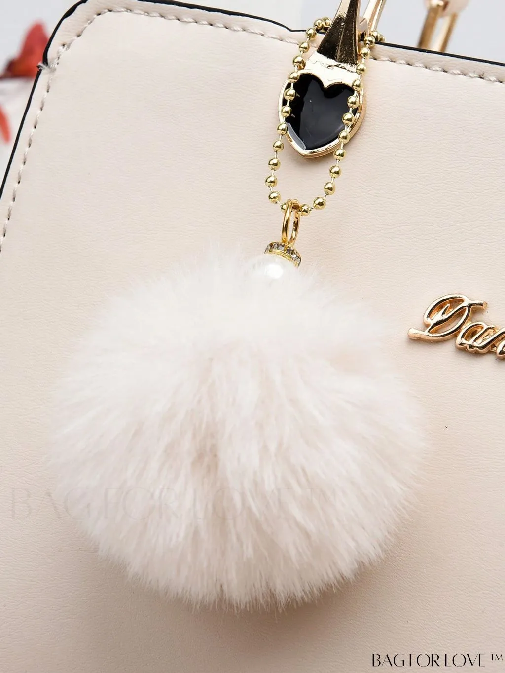 BagForLove - Chic Handbag with Letter Patch Decoration & Pendant