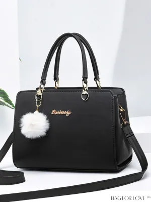 BagForLove - Chic Handbag with Letter Patch Decoration & Pendant
