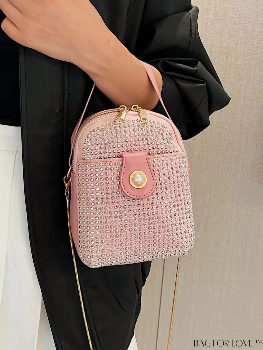 BagForLove - Chic Mini Handbag with Rivet Decor and Metallic Chain Strap