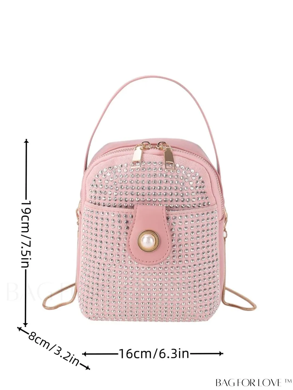 BagForLove - Chic Mini Handbag with Rivet Decor and Metallic Chain Strap