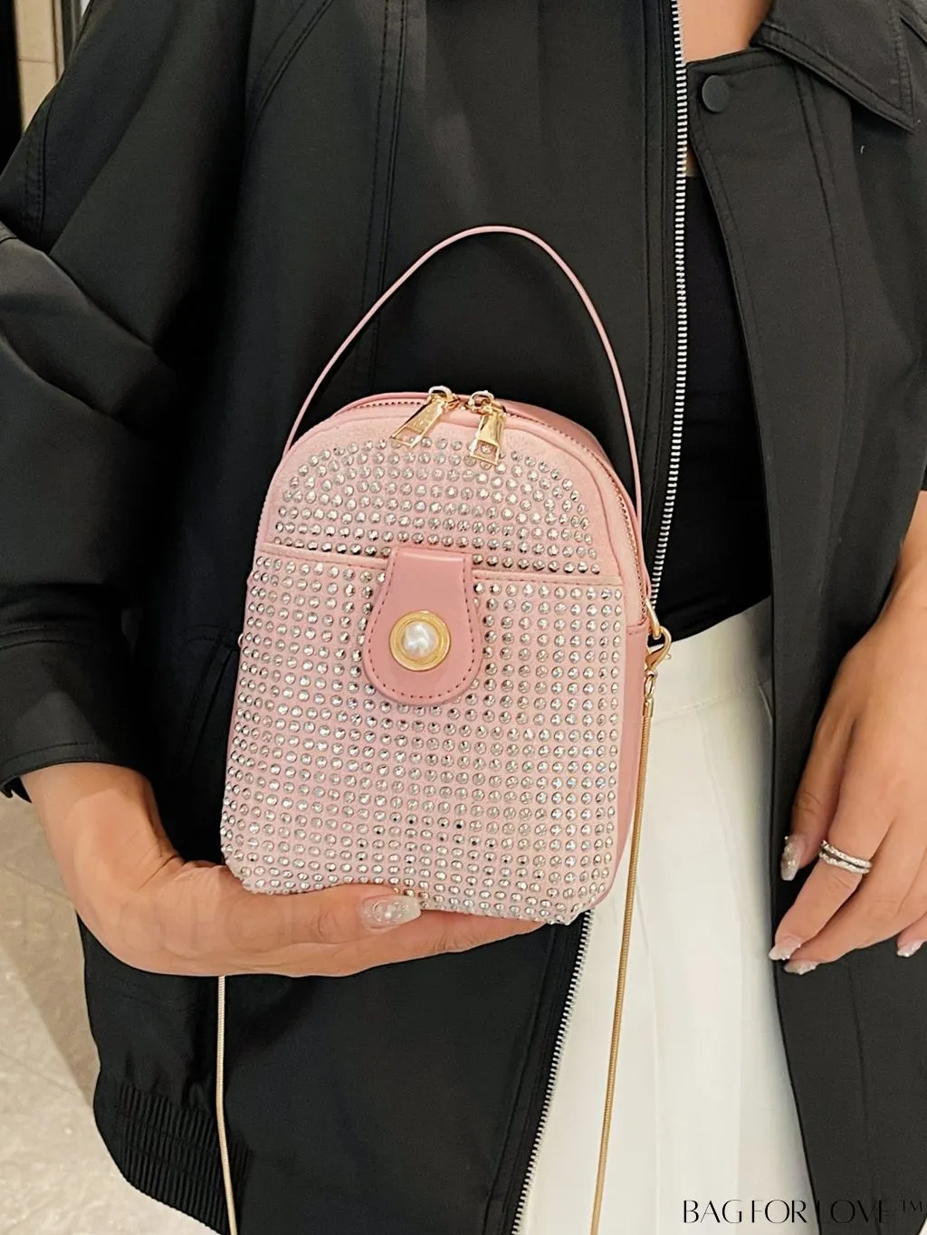 BagForLove - Chic Mini Handbag with Rivet Decor and Metallic Chain Strap