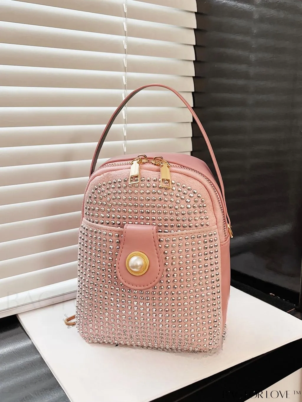 BagForLove - Chic Mini Handbag with Rivet Decor and Metallic Chain Strap