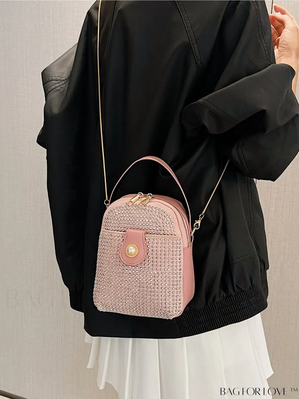 BagForLove - Chic Mini Handbag with Rivet Decor and Metallic Chain Strap