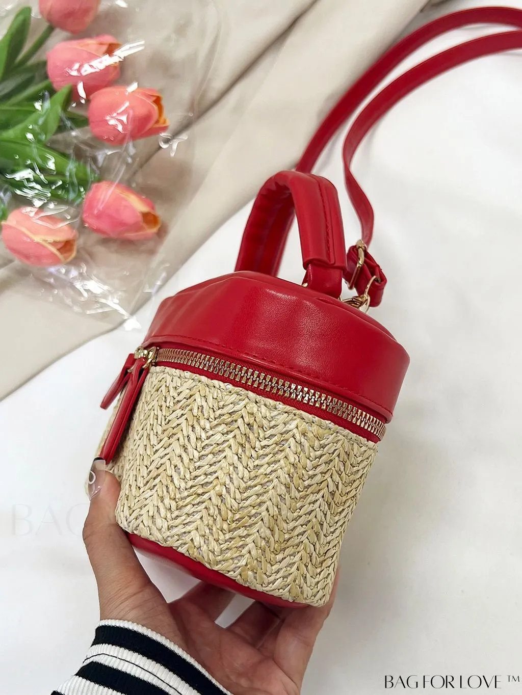 BagForLove - Chic Mini Straw Handbag with Contrast Color Design