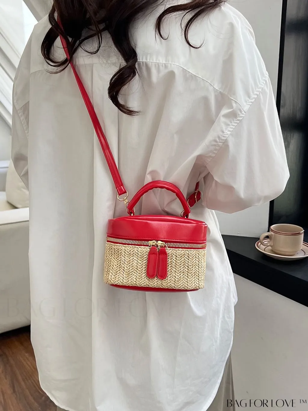 BagForLove - Chic Mini Straw Handbag with Contrast Color Design