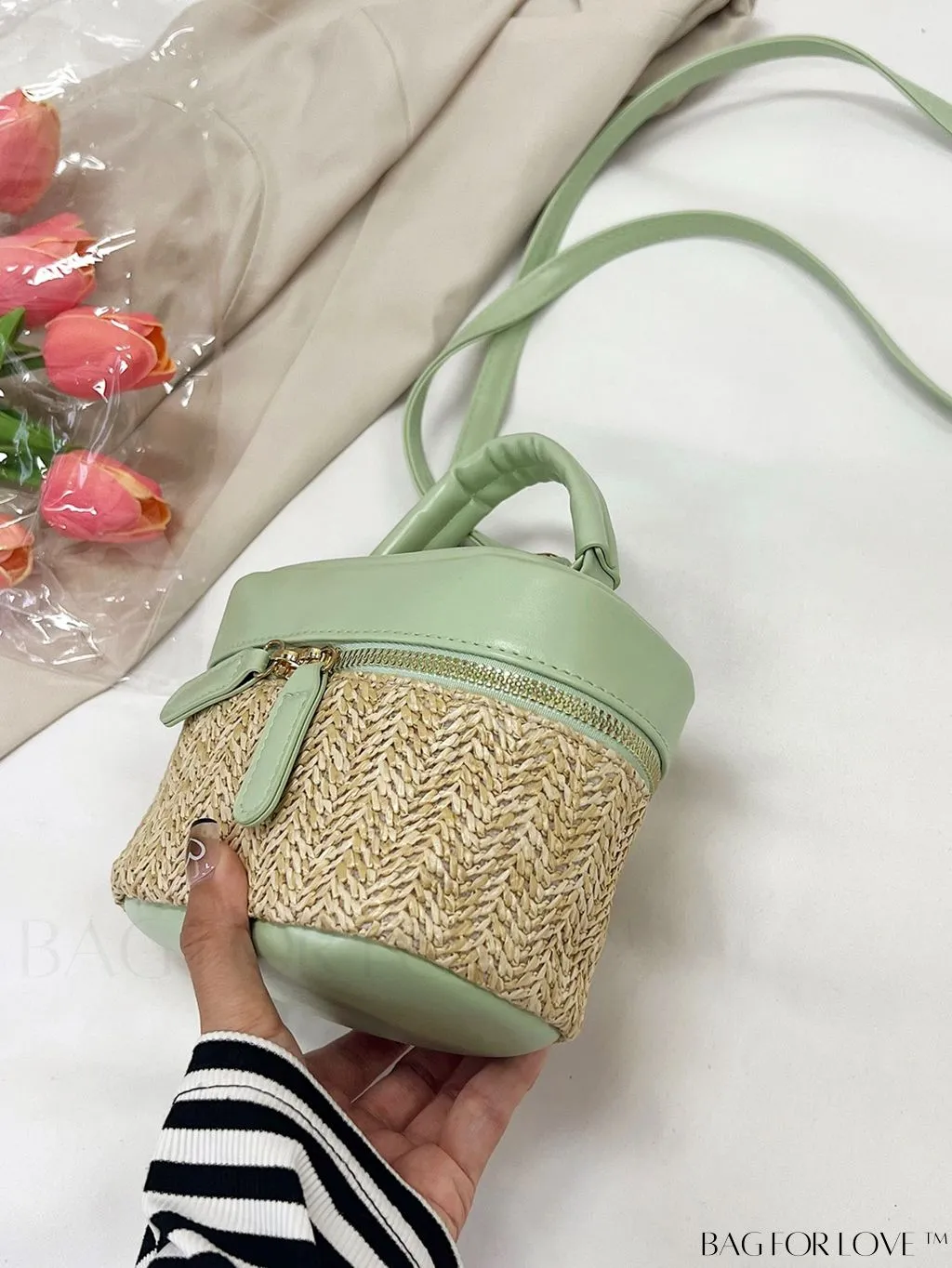 BagForLove - Chic Mini Straw Handbag with Contrast Color Design