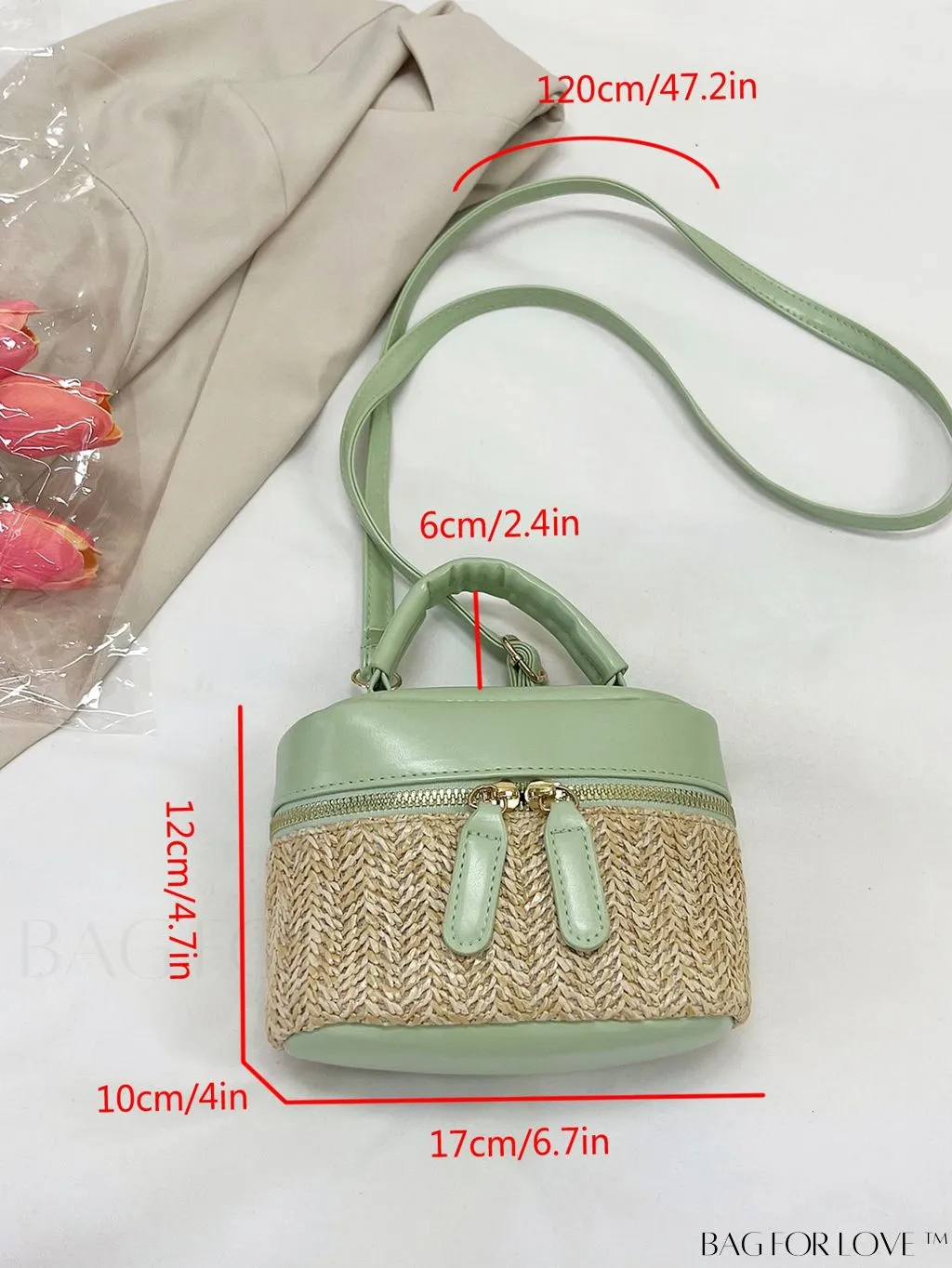 BagForLove - Chic Mini Straw Handbag with Contrast Color Design