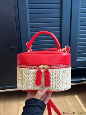 BagForLove - Chic Mini Straw Handbag with Contrast Color Design