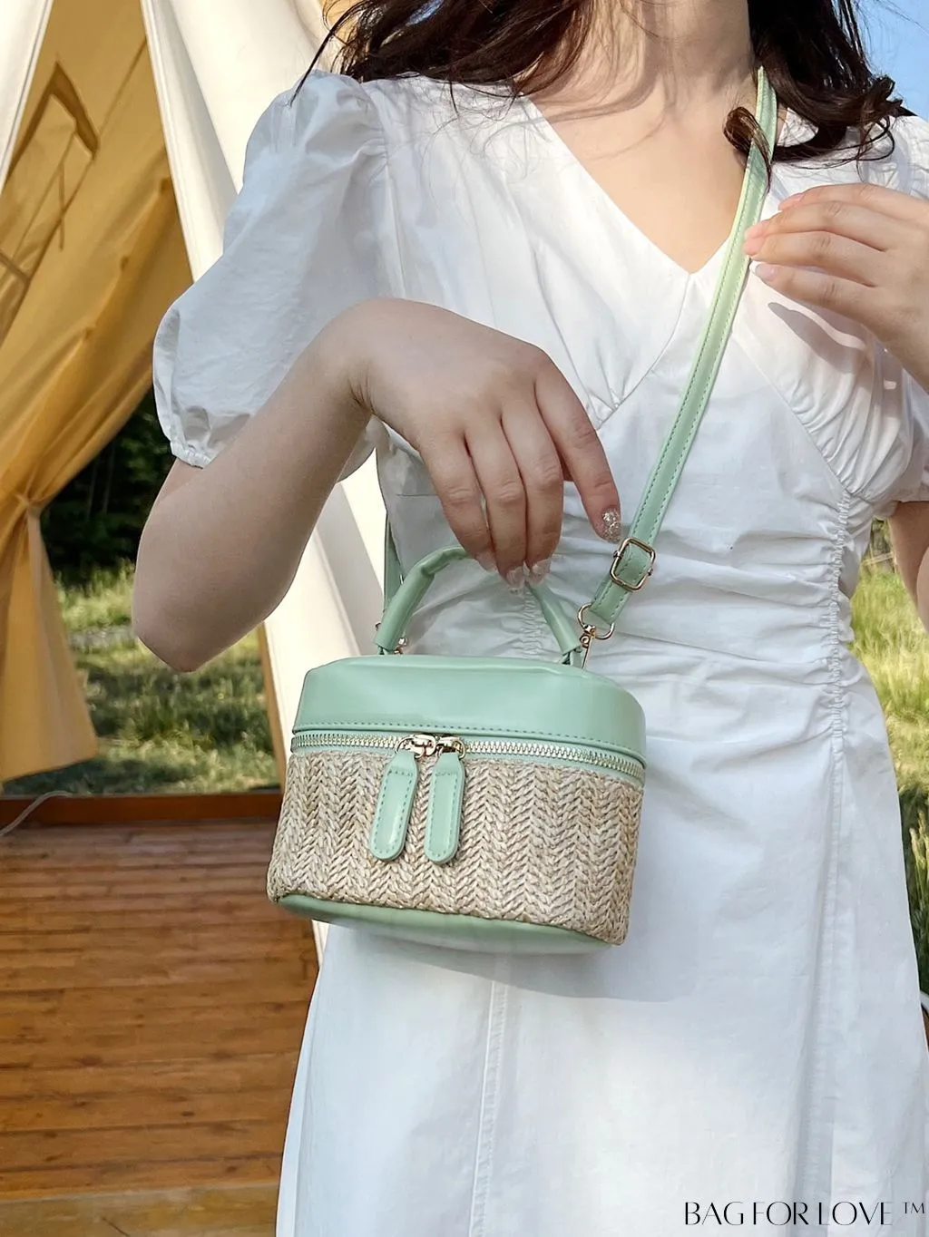BagForLove - Chic Mini Straw Handbag with Contrast Color Design