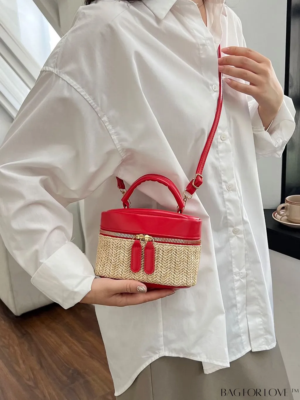 BagForLove - Chic Mini Straw Handbag with Contrast Color Design