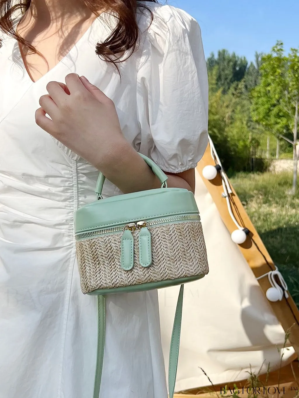 BagForLove - Chic Mini Straw Handbag with Contrast Color Design