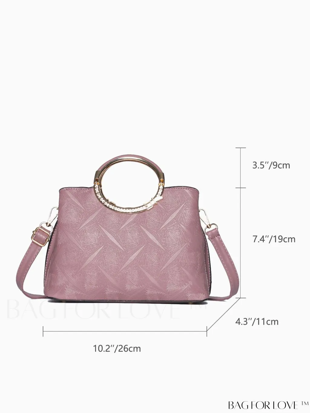 BagForLove - Chic Minimalist Textured Metallic Handbag with Circle Handle for Stylish Commuting