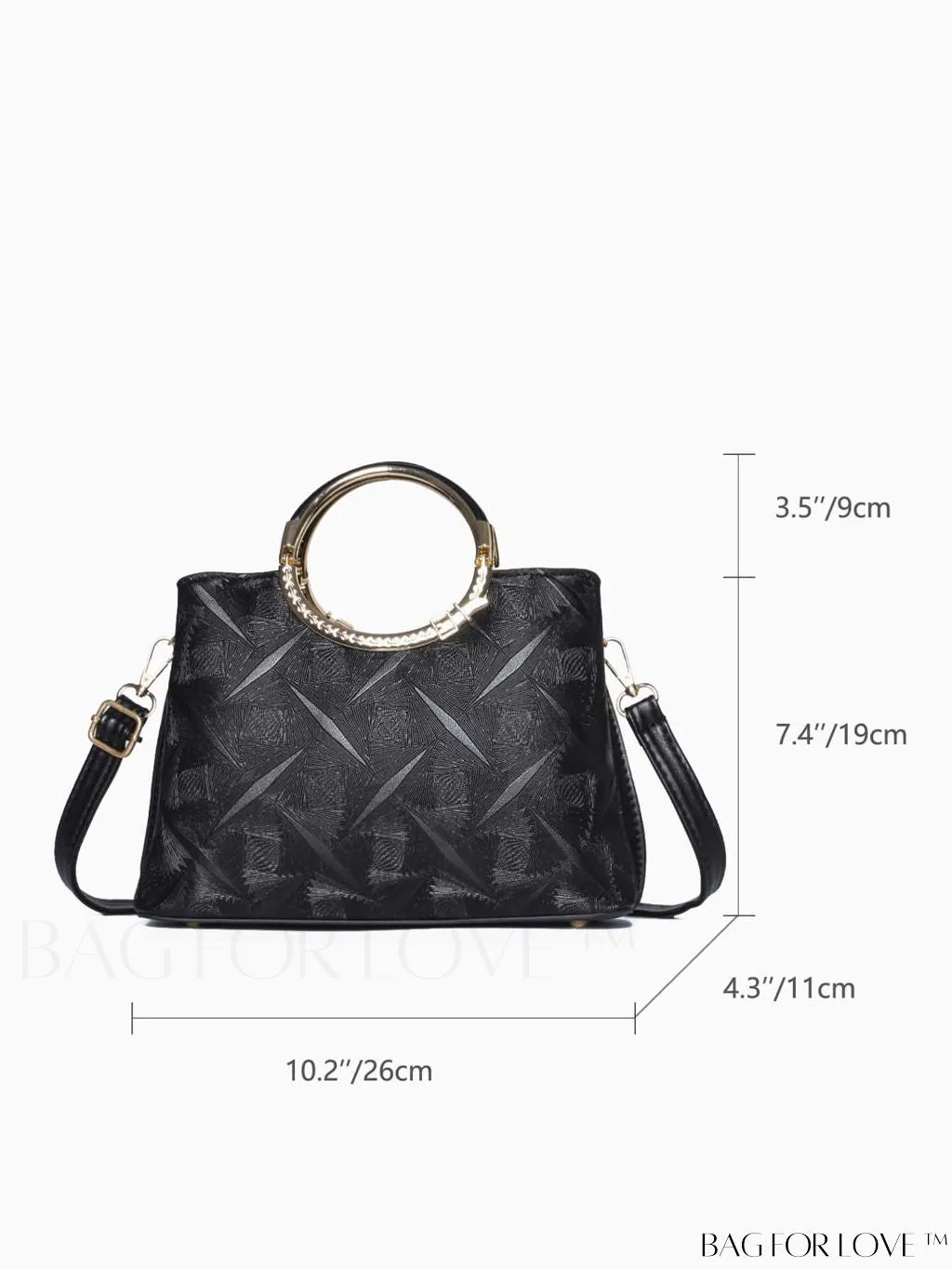 BagForLove - Chic Minimalist Textured Metallic Handbag with Circle Handle for Stylish Commuting