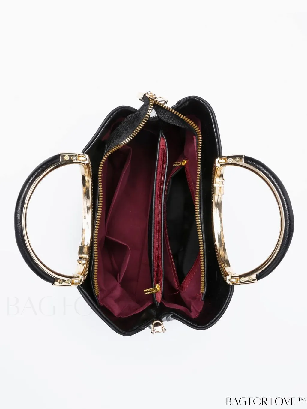 BagForLove - Chic Minimalist Textured Metallic Handbag with Circle Handle for Stylish Commuting