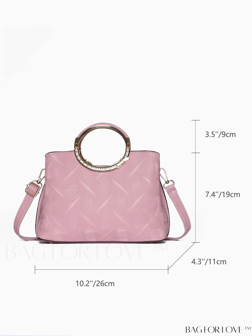 BagForLove - Chic Minimalist Textured Metallic Handbag with Circle Handle for Stylish Commuting