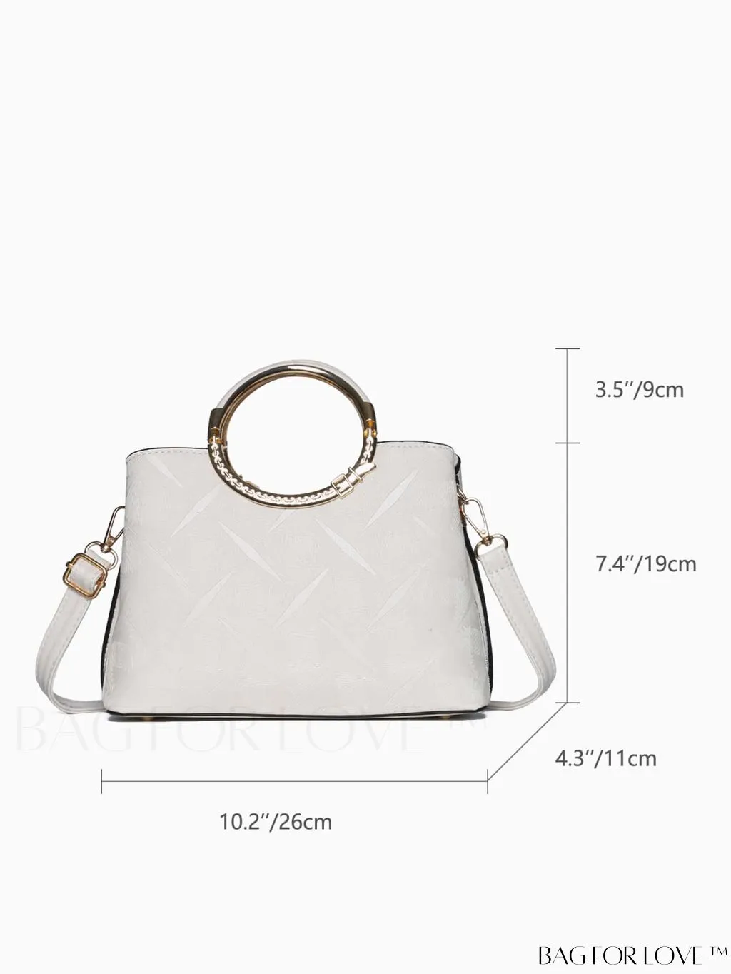 BagForLove - Chic Minimalist Textured Metallic Handbag with Circle Handle for Stylish Commuting