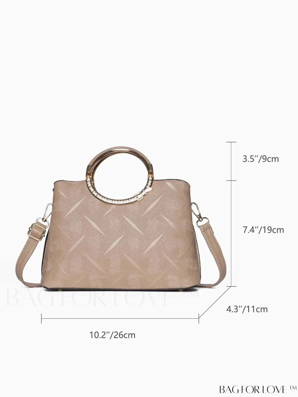 BagForLove - Chic Minimalist Textured Metallic Handbag with Circle Handle for Stylish Commuting