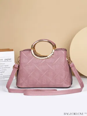 BagForLove - Chic Minimalist Textured Metallic Handbag with Circle Handle for Stylish Commuting
