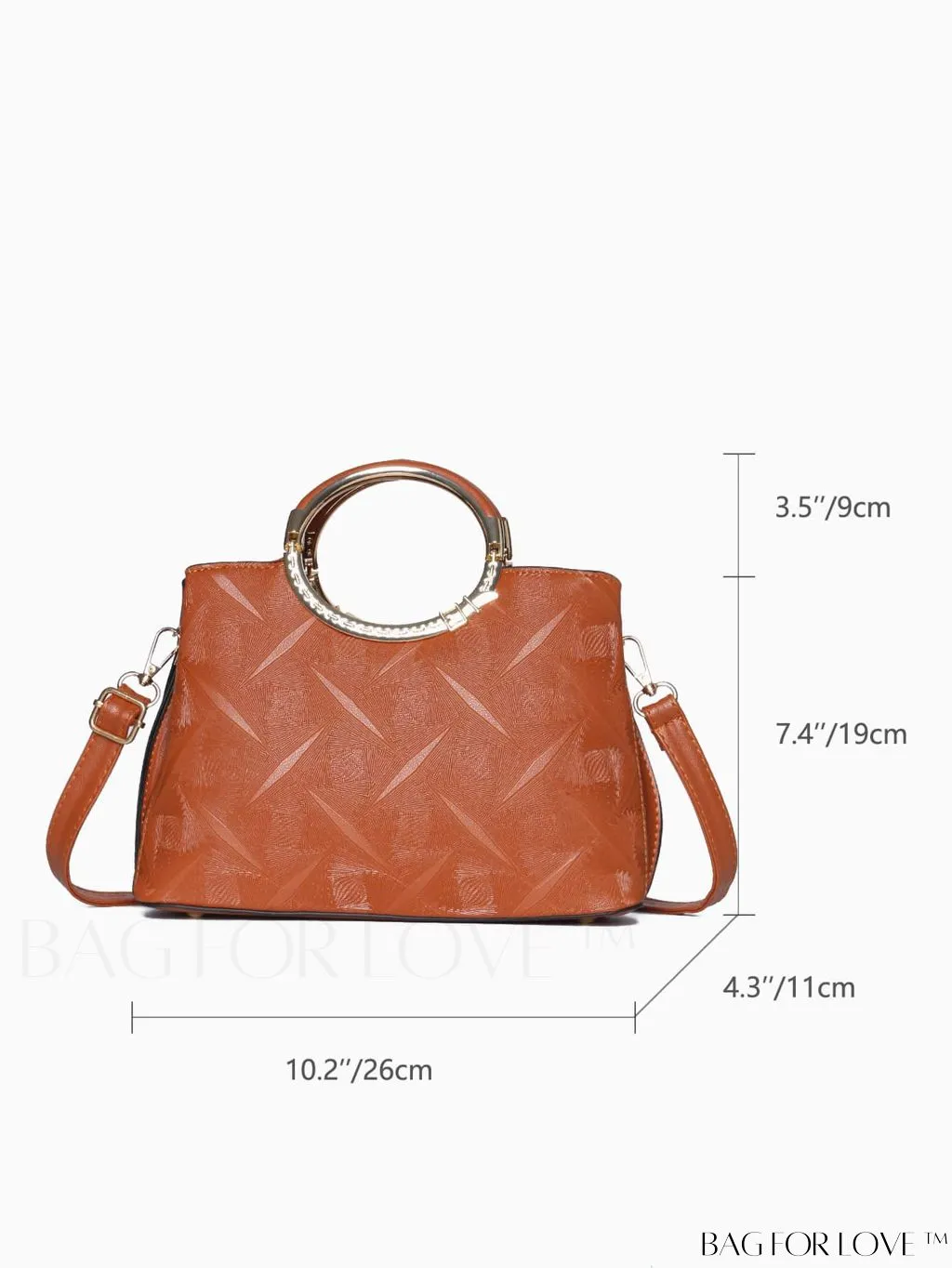 BagForLove - Chic Minimalist Textured Metallic Handbag with Circle Handle for Stylish Commuting
